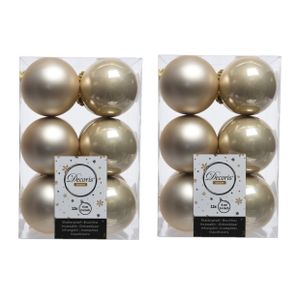 96x Licht parel/champagne kerstballen 6 cm kunststof mat/glans