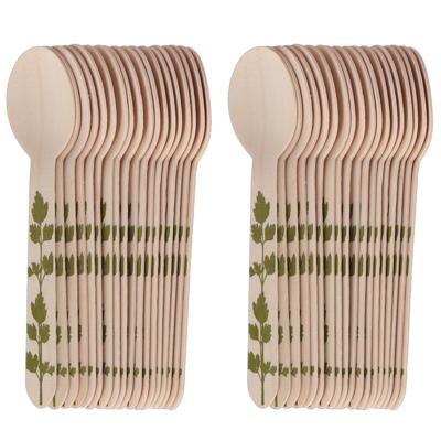 Esschert Design Lepels - hout - 40x - kruidenopdruk - 16 cm - BBQ/Verjaardag/Camping/Party