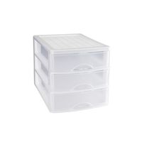 Ladeblok/bureau organizer met 3 lades wit/transparant L 35,5 x B 27 x H 26 cm