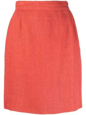 CHANEL Pre-Owned jupe en lin à taille haute (années 1980) - Rouge