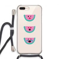 Smiley watermeloen: iPhone 8 Plus Transparant Hoesje met koord