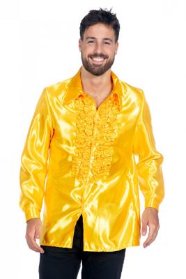 Ruchesblouse satijn geel