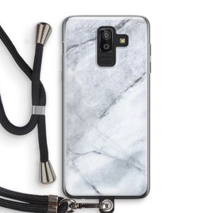 Witte marmer: Samsung Galaxy J8 (2018) Transparant Hoesje met koord