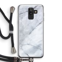 Witte marmer: Samsung Galaxy J8 (2018) Transparant Hoesje met koord