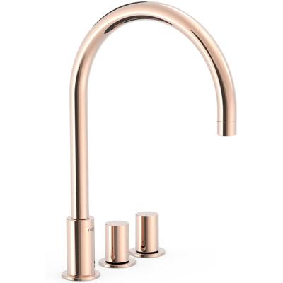 Wastafelkraan Tres Study | Opbouw | Draaibare uitloop | Mengkraan | Hoog model | 2-knops | Rond | 24k Rose goud