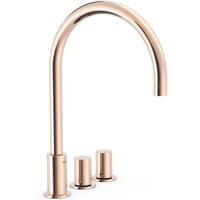 Wastafelkraan Tres Study | Opbouw | Draaibare uitloop | Mengkraan | Hoog model | 2-knops | Rond | 24k Rose goud