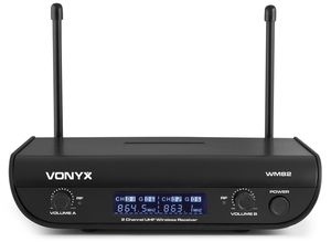 Vonyx WM82 draadloze microfoonset met twee UHF handmicrofoons