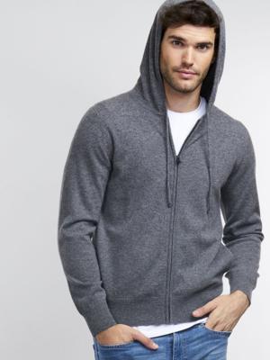 Zip-hoodie van cashmere