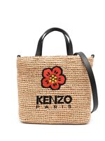 Kenzo Boke Flower straw tote bag - Tons neutres - thumbnail