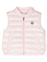 Moncler Enfant gilet matelassé à patch logo - Rose