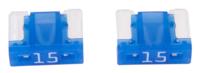 Dresselhaus zekering bananenstekker "mini" mini-fuse 15a/ 2 pcs. low profile/ light blue
