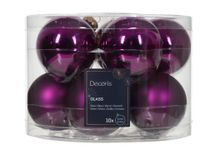 Kerstbal glas d6 cm violet ass 10st kerst - Decoris