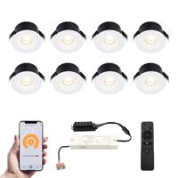 Set van 8 Cadiz Smart LED Mini Inbouwspots - Veranda spots - 12V 3W 200lm - Dimbaar - Wifi & Bluetooth - 2700K - IP44 waterdicht - Wit