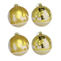 Gerimport Kerstballen - goudkleurig - 4ST - gedecoreerd - D8 cm - Kerstbal