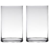 Set van 2x stuks transparante home-basics cylinder vorm vaas/vazen van glas 25 x 19 cm