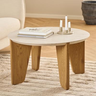 Bendt Ronde Salontafel 'Mikeya' Travertin look, 80cm