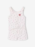 Meisjes pyjamashort top met bretels katoen ecru