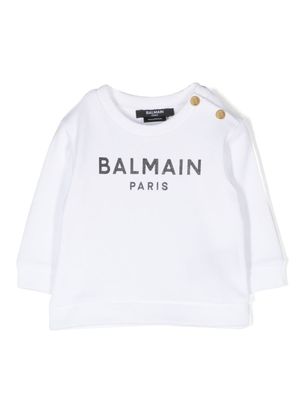 Balmain Kids sweat en coton à logo imprimé - Blanc