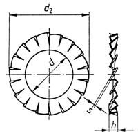 TOOLCRAFT A4,3 D6798 194754 Gekartelde schijven Binnendiameter: 4.3 mm M4 DIN 6798 Verenstaal 100 stuk(s) - thumbnail