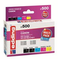 Edding Inktcartridge vervangt Canon PGI-520PGBK, CLI-521BK, CLI-521C, CLI-521M, CLI-521Y Compatibel Combipack Zwart, Foto zwart, Cyaan, Geel, Magenta EDD-500 - thumbnail