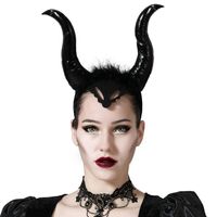 Halloween/horror verkleed diadeem/tiara - grote duivel hoorns - kunststof - dames/meisjes - thumbnail