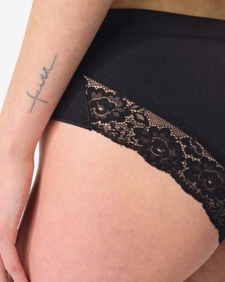 HEMA Dameshipster naadloos micro met kant zwart (zwart)