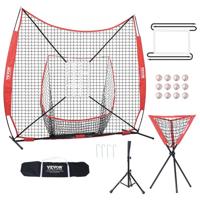 VEVOR 94" x 42" x 84" honkbal softbal oefennet, draagbaar honkbal trainingsnet voor slaan, vangen, pitchen, backstop-uitrusting met boogframe, draagtas, slagzone, ballen, balverzamelaar