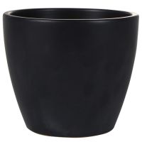 Plantenpot/bloempot in een strakke Scandinavische look zwart Dia 18 cm en Hoogte 16 cm