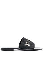 Philipp Plein claquettes en cuir à logo - Noir