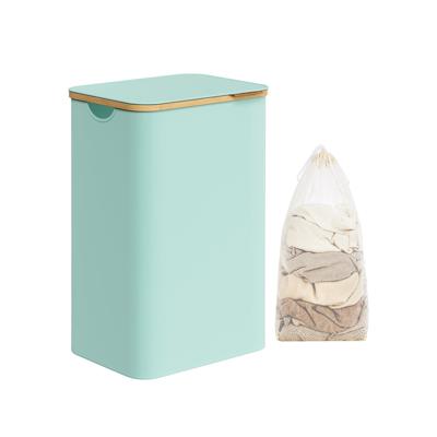 Wasmand met deksel, muntgroen / 90L (42 x 32 x 70,5 cm)