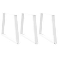 Eettafelpoten 3 st V-vormig 100x(72-73,3) cm staal wit
