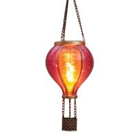 Solar luchtballon lantaarn - roze - hangend - 12 led lampjes - vlam effect - 11 x 36 cm