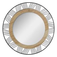 Ronde wandspiegel?bohemian -?met ophanghaak - zwart - metaal/mdf/glas - Dia 45cm