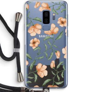 Peachy flowers: Samsung Galaxy S9 Plus Transparant Hoesje met koord