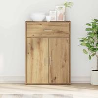 Dressoir artisanaal eikenkleurig 79 x 38 x 80 cm Bewerkt hout