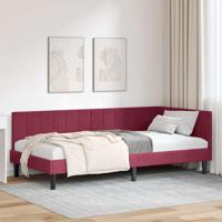 Hoekbedframe met hoofdeinde Wijnrood 90 x 190 cm Fluweel