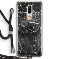 Zwart marmer: OnePlus 6 Transparant Hoesje met koord