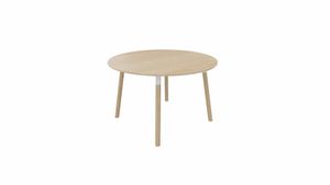 Tafel 9311 rond - 120 cm. - Wit - Eiken licht - Beuken naturel