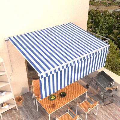 Luifel handmatig uittrekbaar met rolgordijn 4x3 m blauw en wit