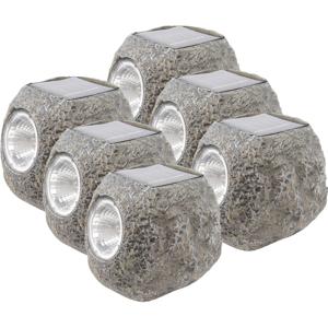 Buiten spot solar verlichting - 6x - steen - LED - 10 x 12 cm   -