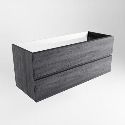 Wastafelonderkast Mondiaz Vica 120cm 2 Lades Middenuitsparing Antraciet Wastafelonderkast Mondiaz Vica 120cm 2 Lades Middenuitsparing Antraciet