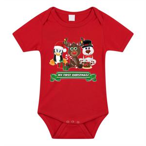 Kerst baby rompertje - rood - diertjes - my first Christmas - Kerst cadeau