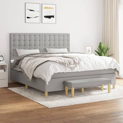 Boxspring met matras stof lichtgrijs 180x200 cm