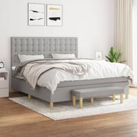 Boxspring met matras stof lichtgrijs 180x200 cm