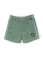 Stone Island Junior crinkled logo-patch swim shorts - Vert - thumbnail