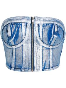 Karl Lagerfeld Jeans haut bustier en jean à logo appliqué - Bleu