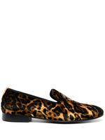 Roberto Cavalli logo-embroidered leather loafers - Noir