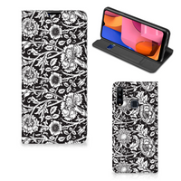 Samsung Galaxy A20s Smart Cover Black Flowers - thumbnail