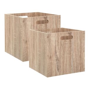 Set van 2x stuks opbergmand/kastmand 29 liter bruin/naturel van hout 31 x 31 x 31 cm