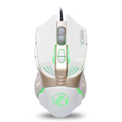 iMICE V5 USB 7-knoppen 4000 DPI Wired optische kleurrijke achtergrondverlichting gaming muis voor computer PC laptop (wit)